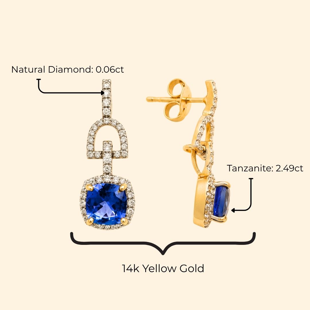 Tanzanite Diamond Cushion Earrings