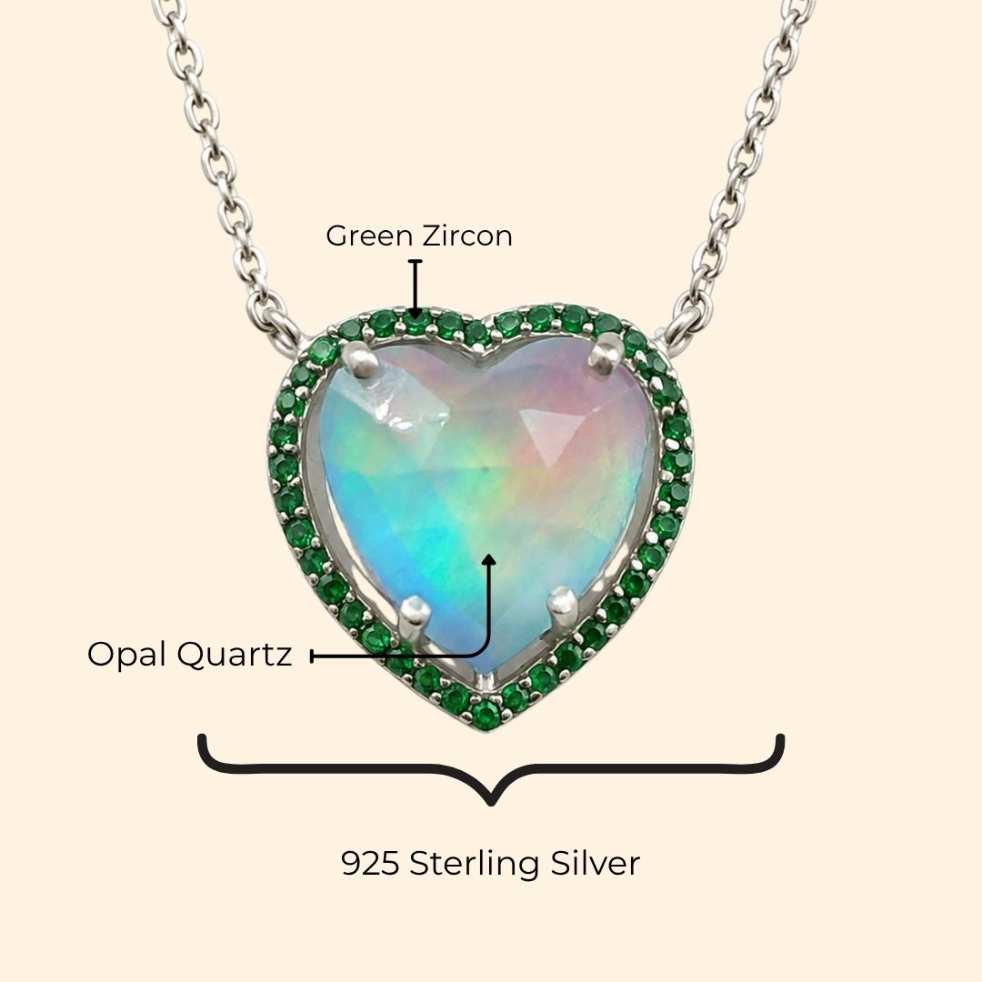 Opal Quartz Heart Necklace (Sample)