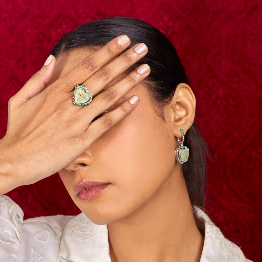 Sweetheart Ring in Prehnite