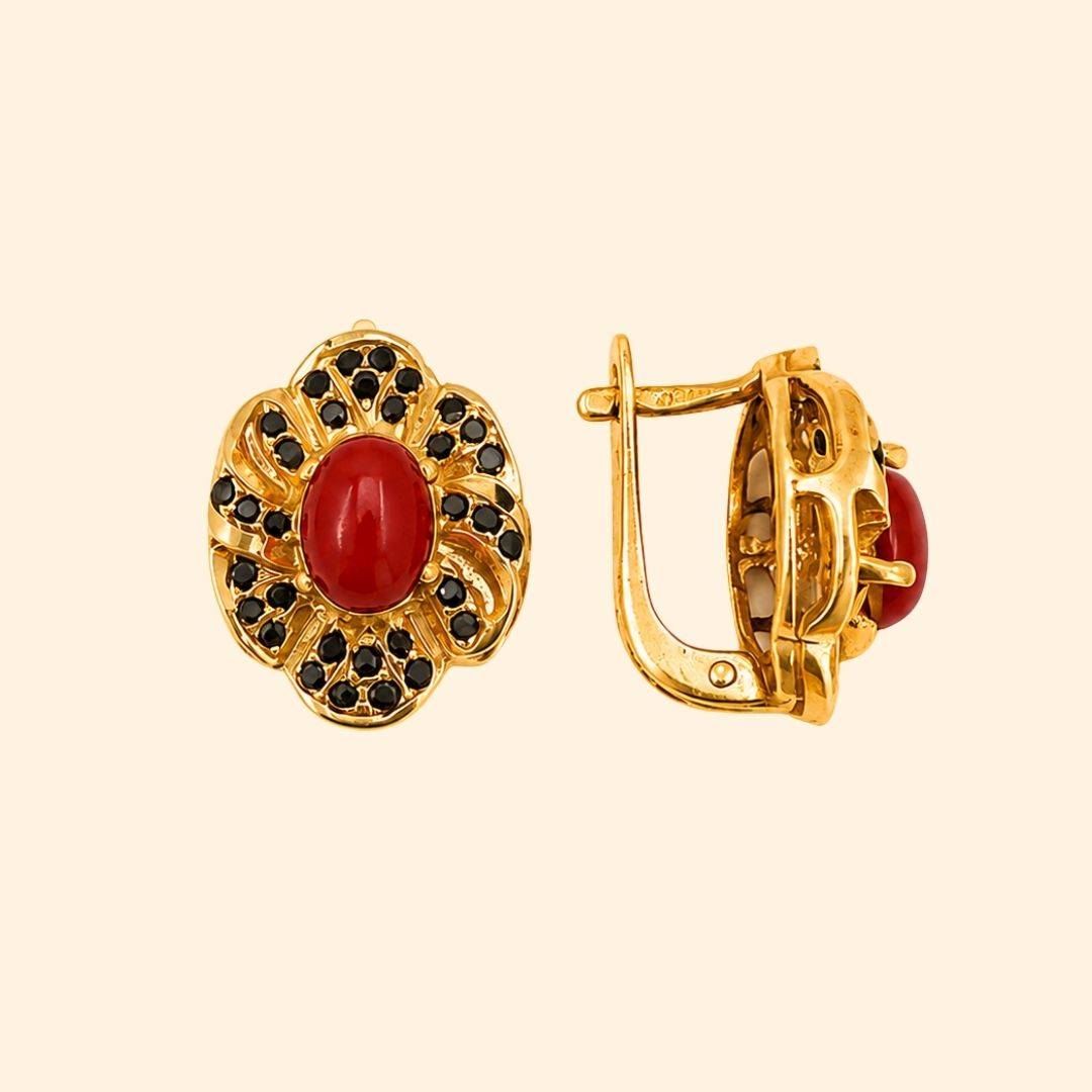 Fiore Earring In Red Corol