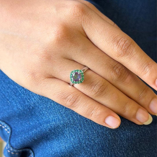 Rhombus Corallina Ring in Mystic Quartz