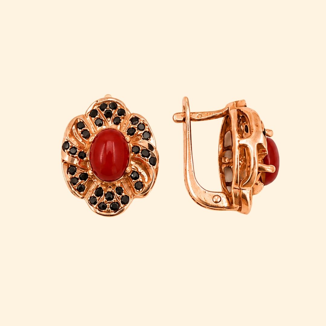 Fiore Earring In Red Corol