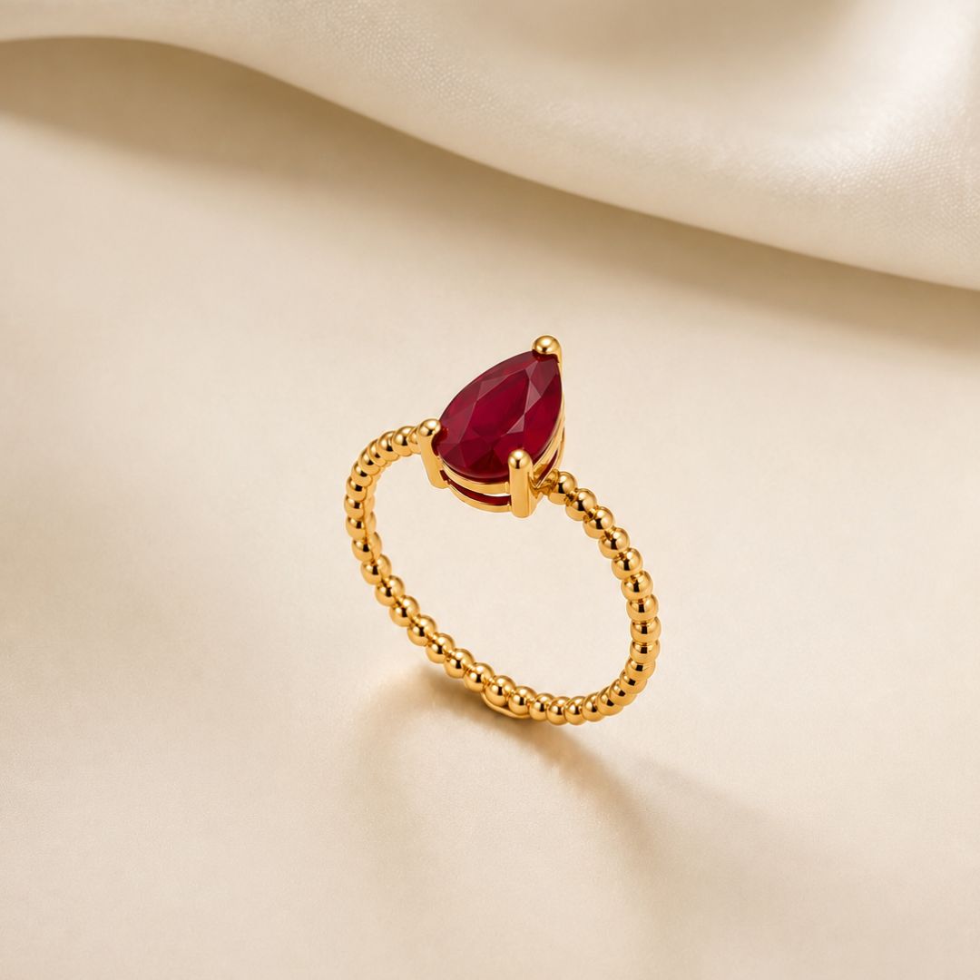 Pear Ruby Ring