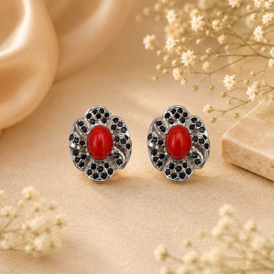 Fiore Earring In Red Corol