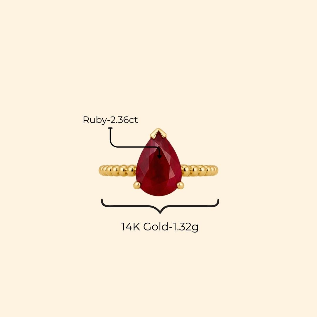 Pear Ruby Ring