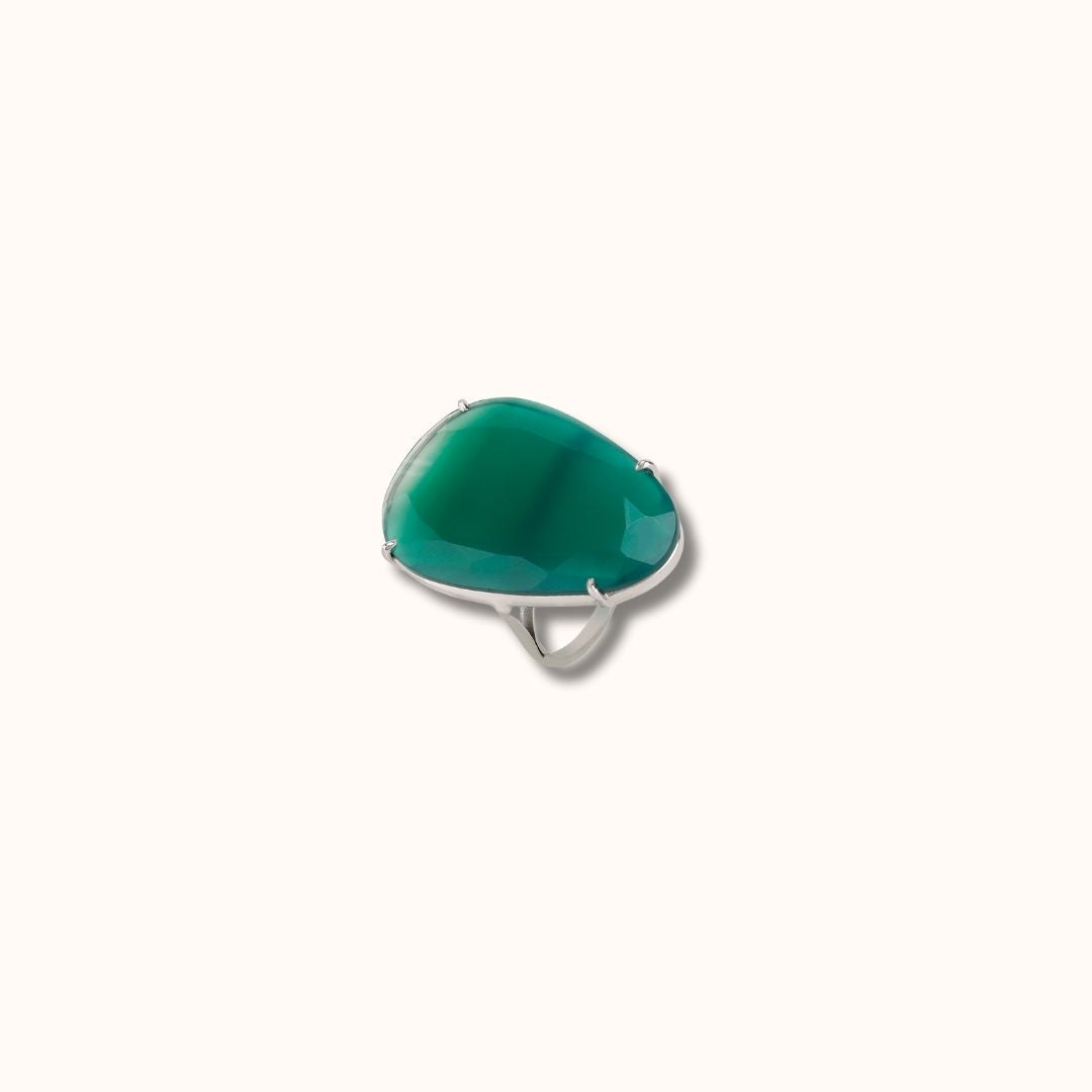 Asymmetric Green Onyx  Ring