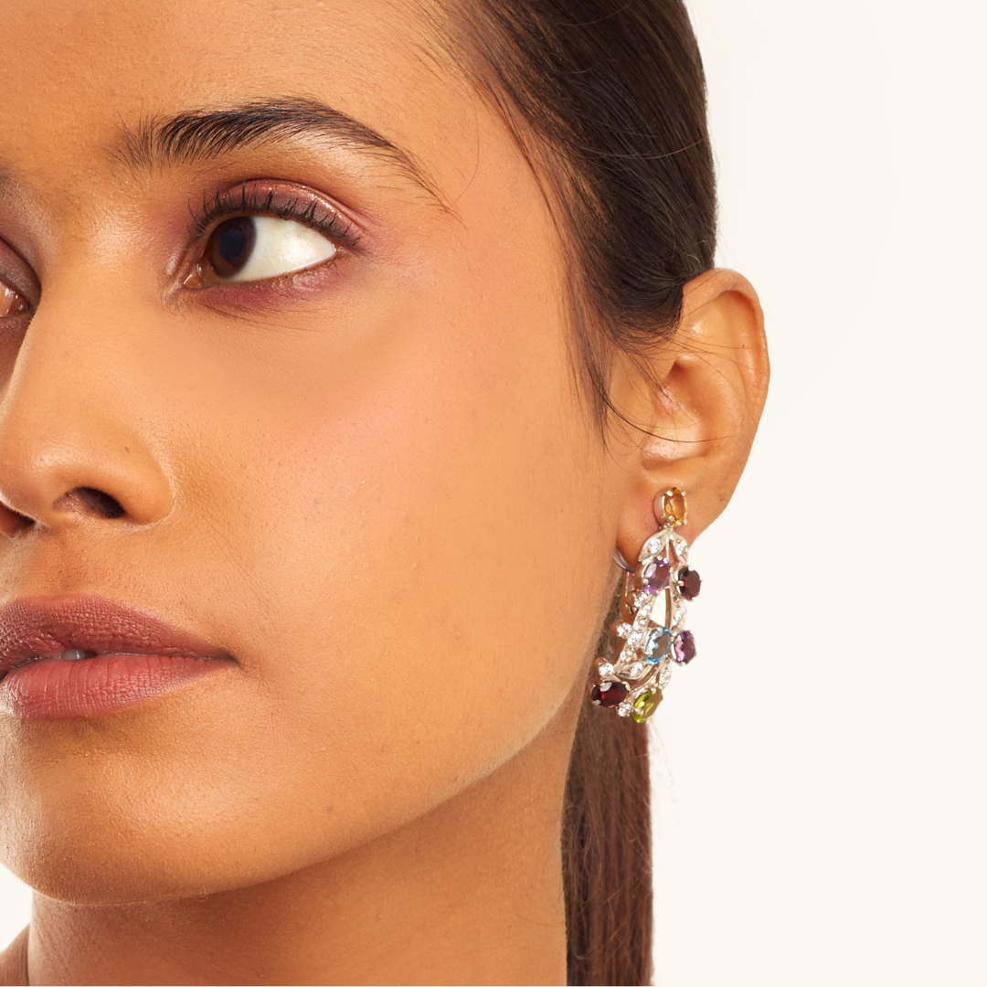 Tulip Earrings in Multi Stone