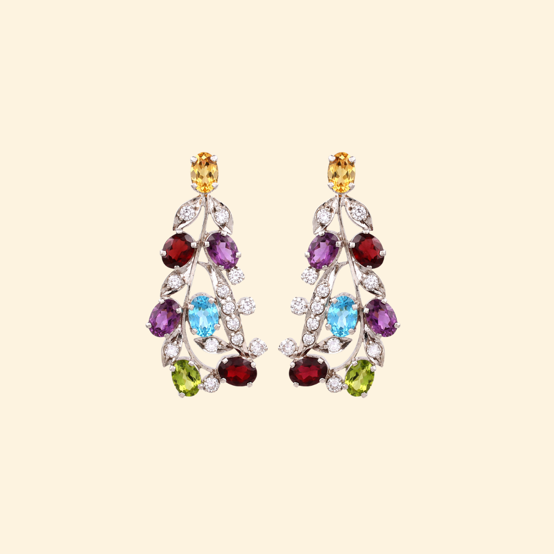 Tulip Earrings in Multi Stone