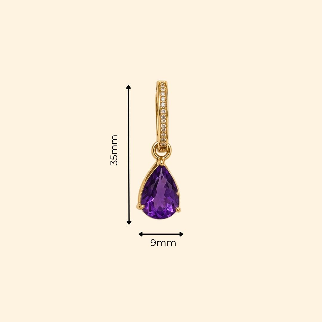 Diamond Huggies with Amethyst Drops