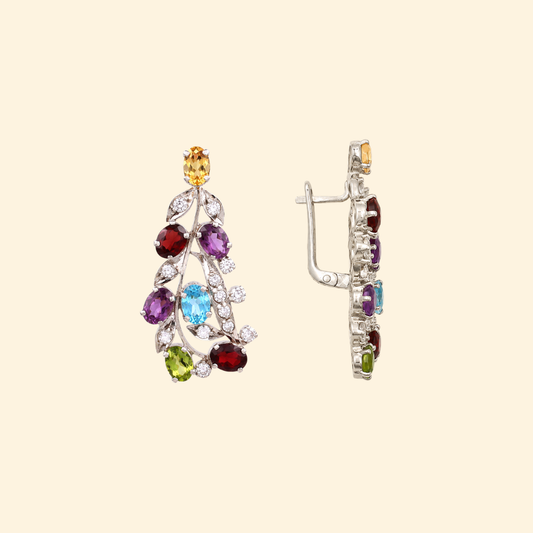 Tulip Earrings in Multi Stone