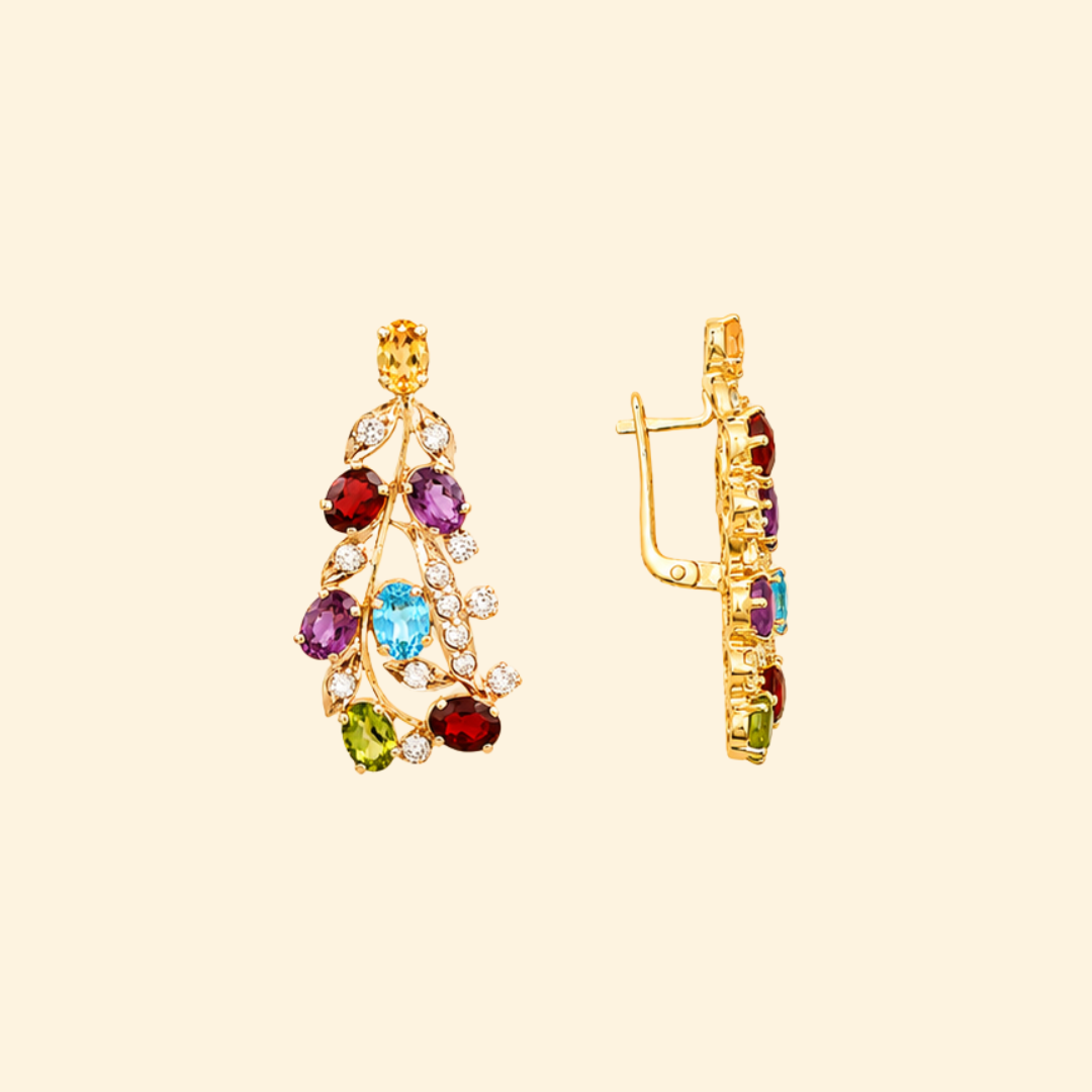Tulip Earrings in Multi Stone