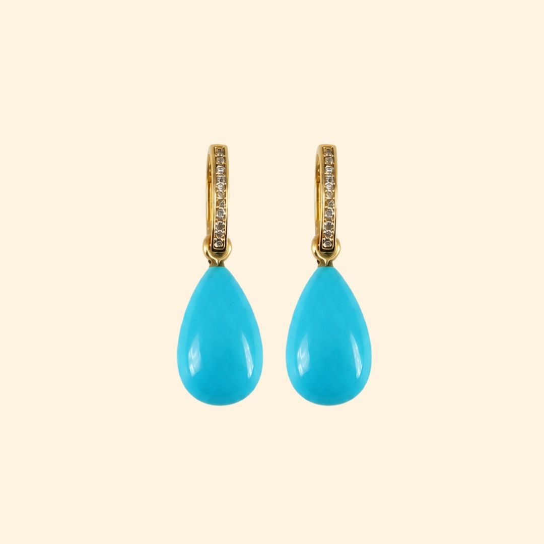 Diamond Huggies with Turquoise Drops