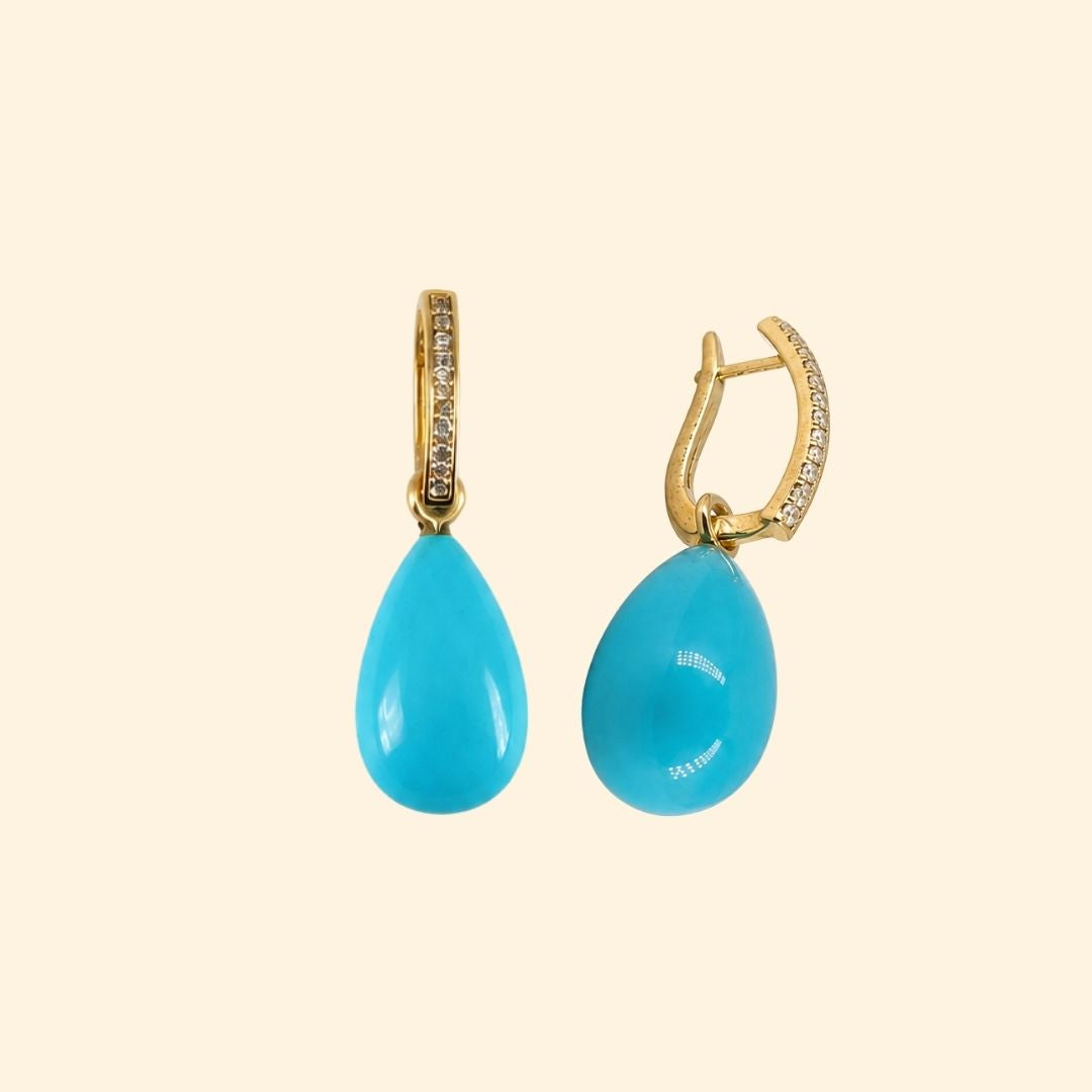 Diamond Huggies with Turquoise Drops
