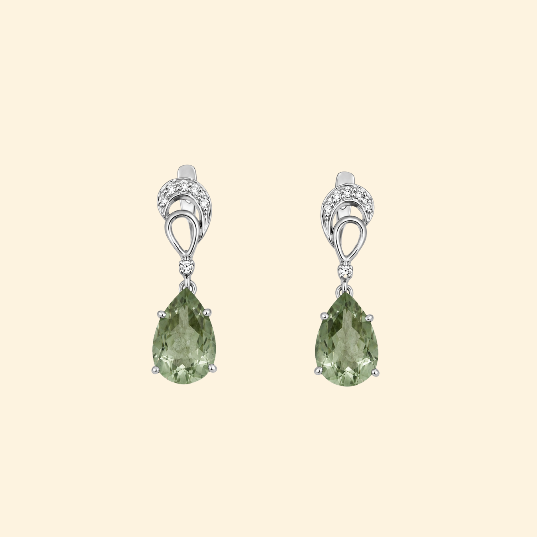 Green Amethyst Pear Earrings