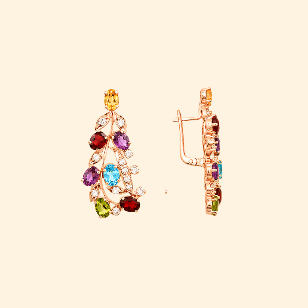 Tulip Earrings in Multi Stone