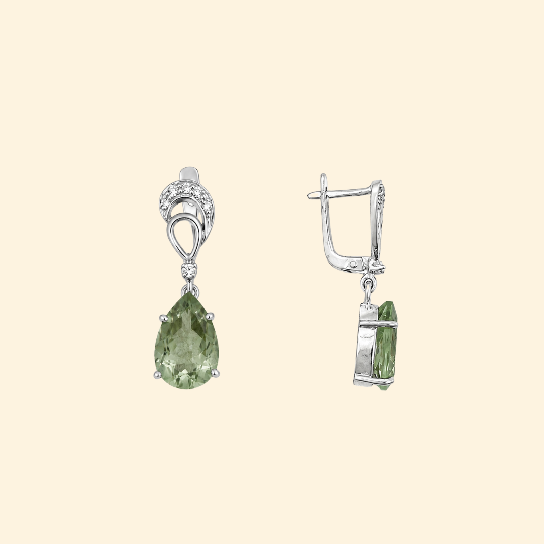 Green Amethyst Pear Earrings