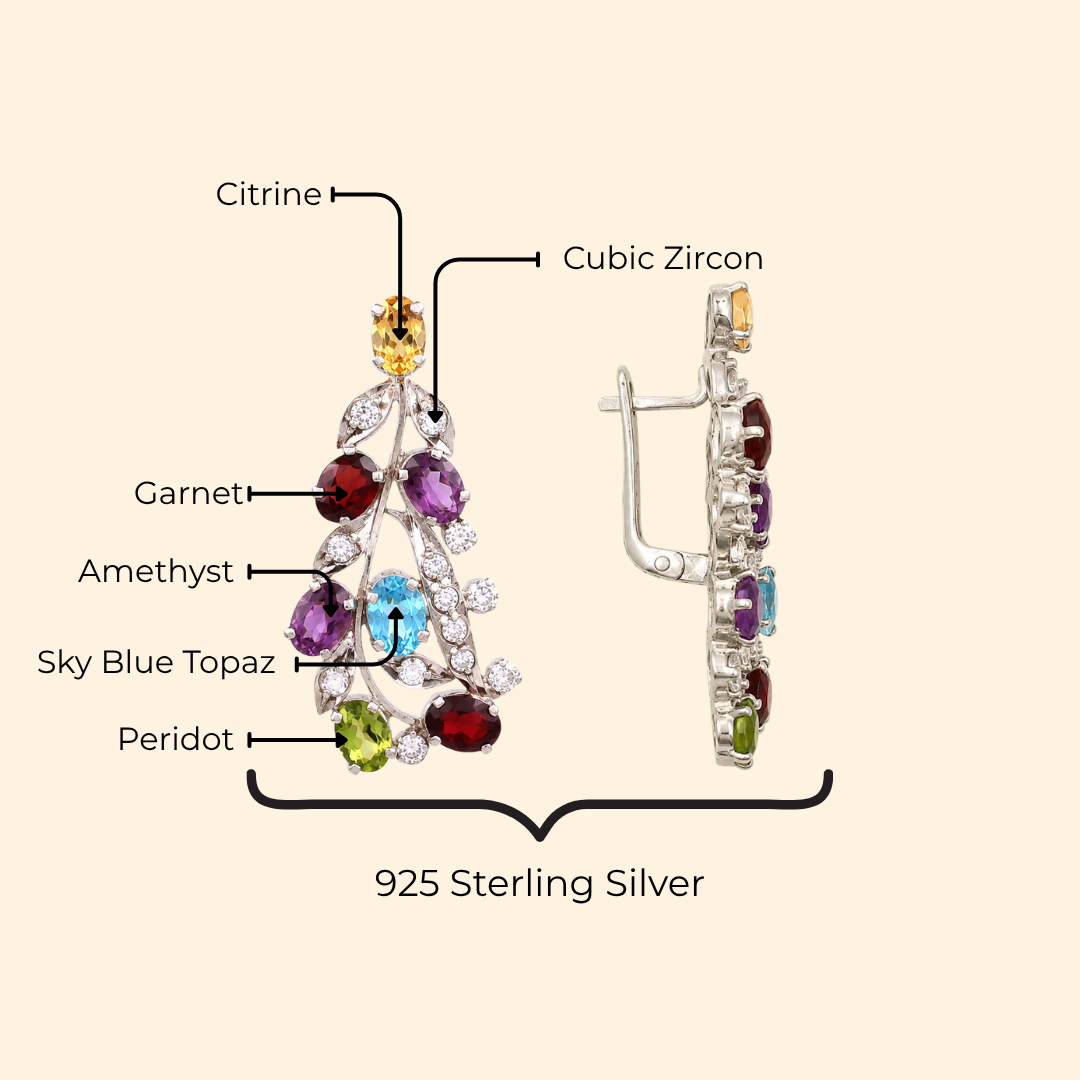 Tulip Earrings in Multi Stone