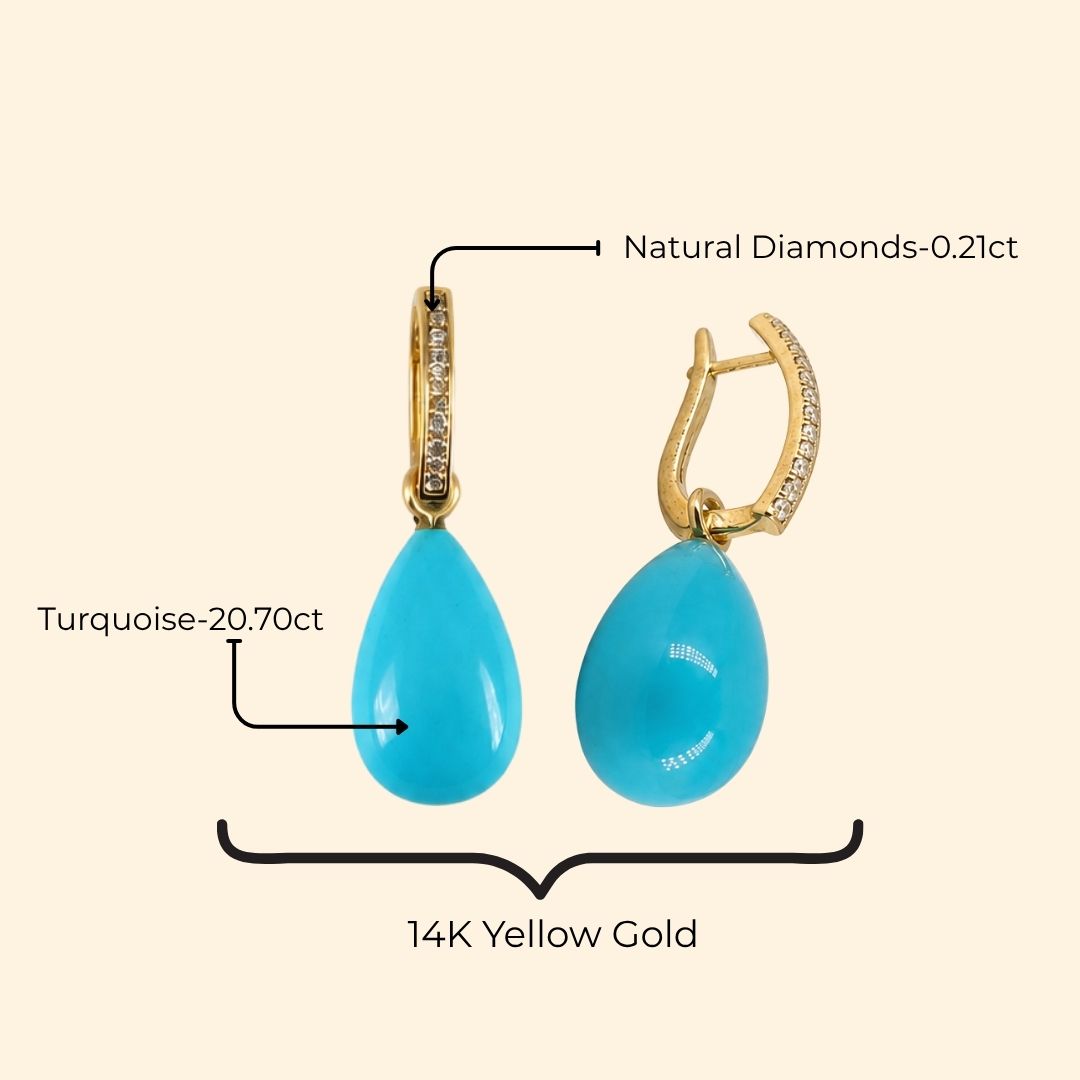 Diamond Huggies with Turquoise Drops