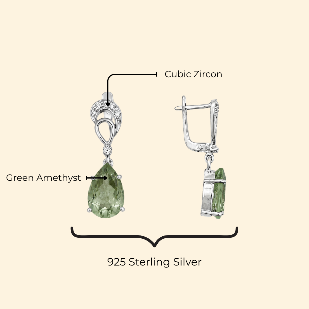 Green Amethyst Pear Earrings