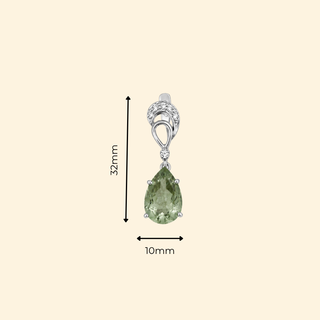 Green Amethyst Pear Earrings