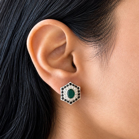 Calandis Earring In Green Onyx
