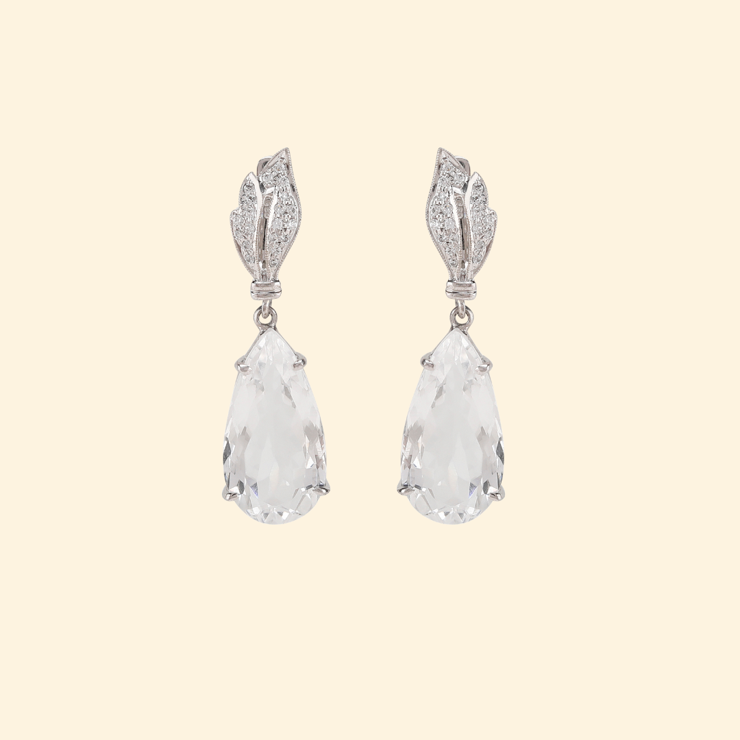 Clear Quartz Pear Earrings