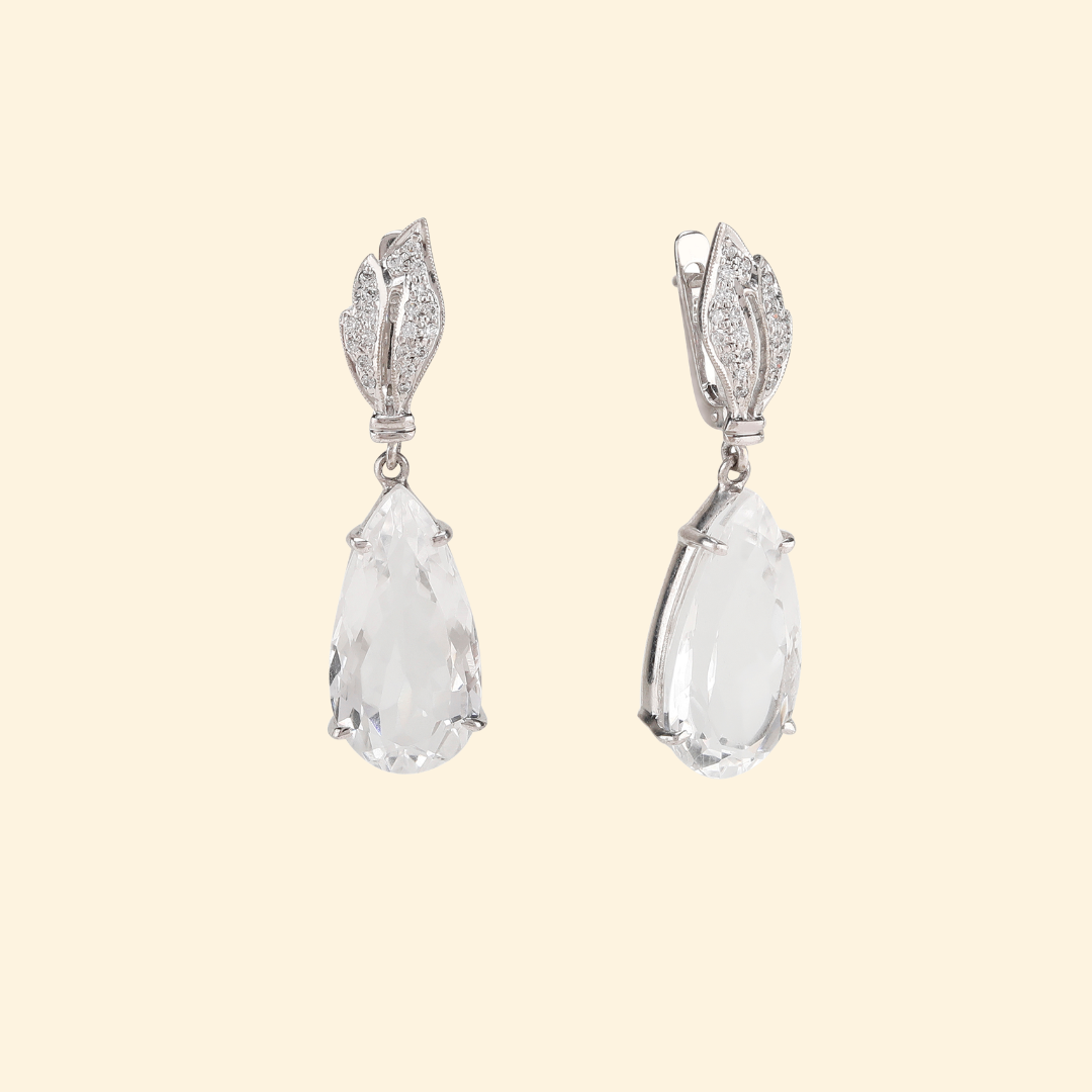 Clear Quartz Pear Earrings