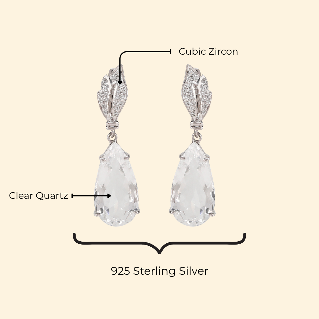 Clear Quartz Pear Earrings