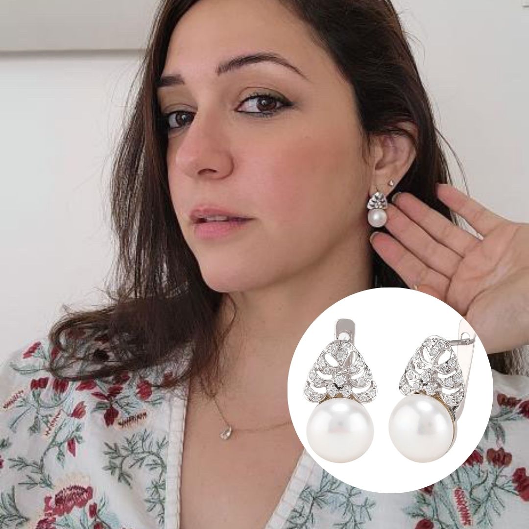 Nauheed Cyrusi in B'Dazzling Pearl Earrings
