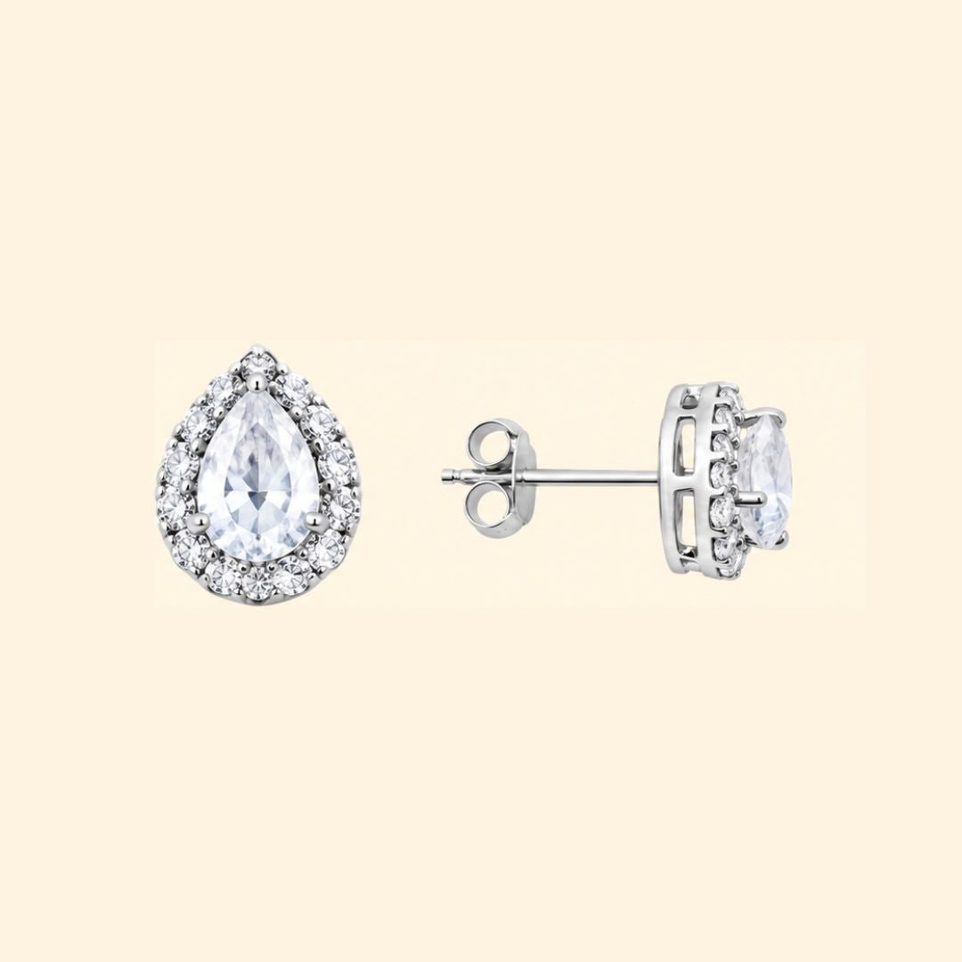 Corallina Pear Earrings in Zirconia