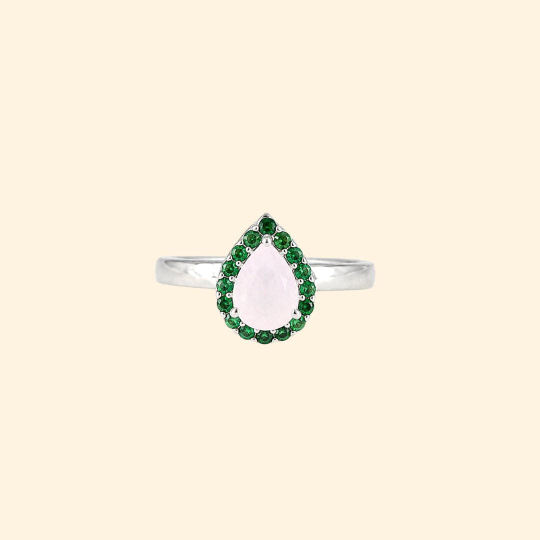 Corallina Pear Rose Quartz Ring