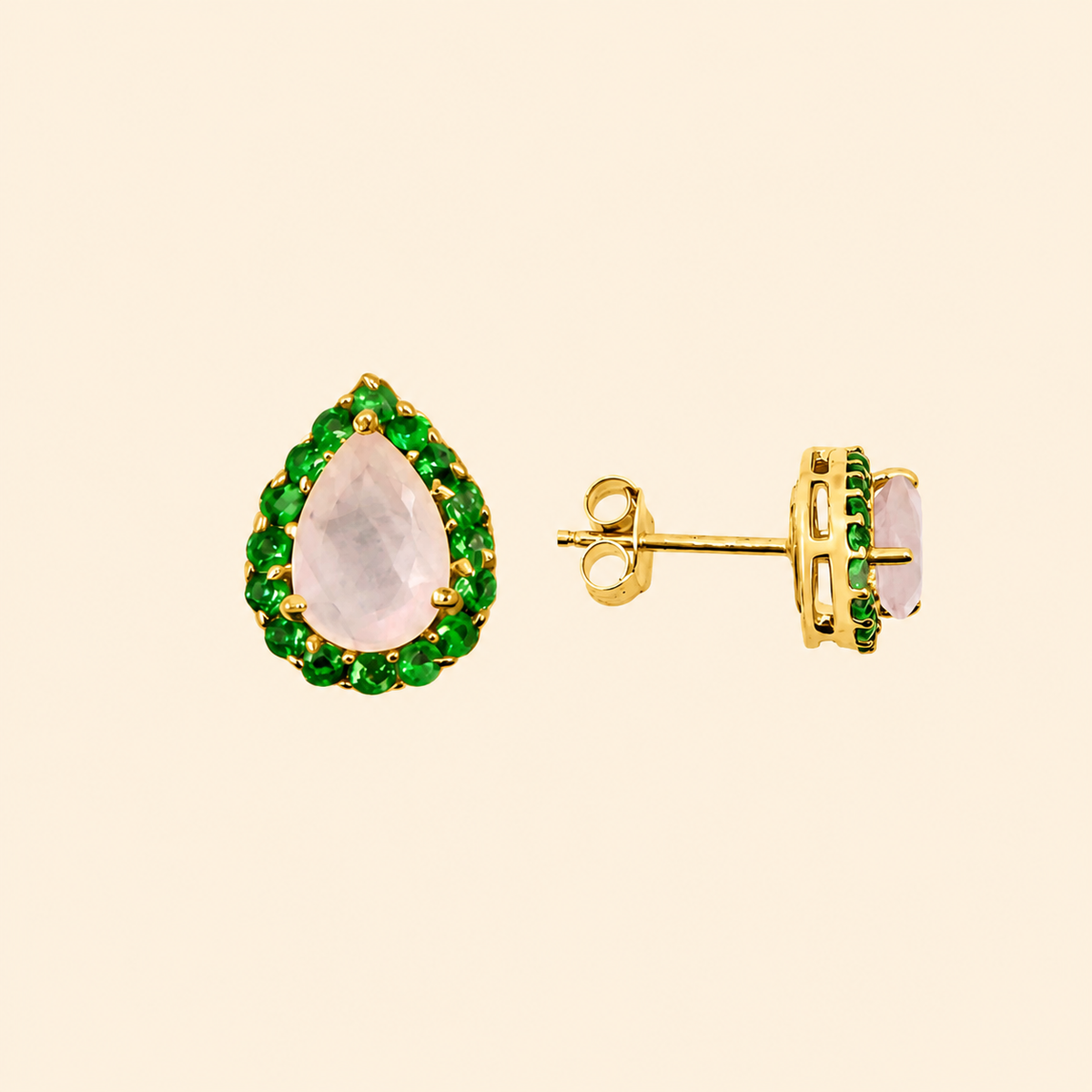 Corallina Pear Earrings in Rose Quartz