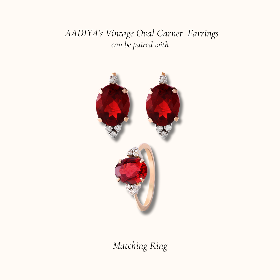 Vintage Oval Garnet Earrings