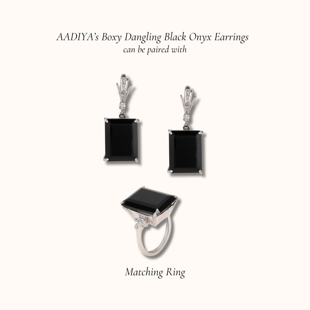 Boxy Dangling Black Onyx Earrings