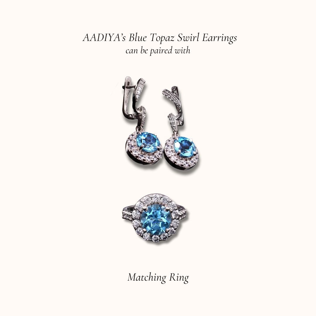 Classic Blue Topaz Swirl Dangle Earrings