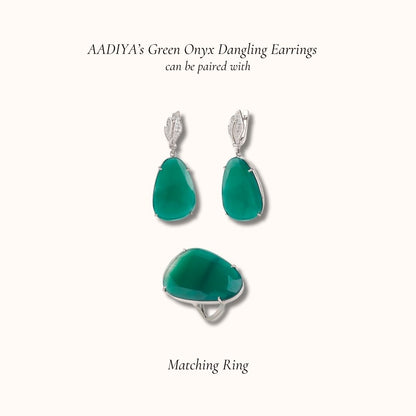 Asymmetric Green Onyx Dangling Earrings