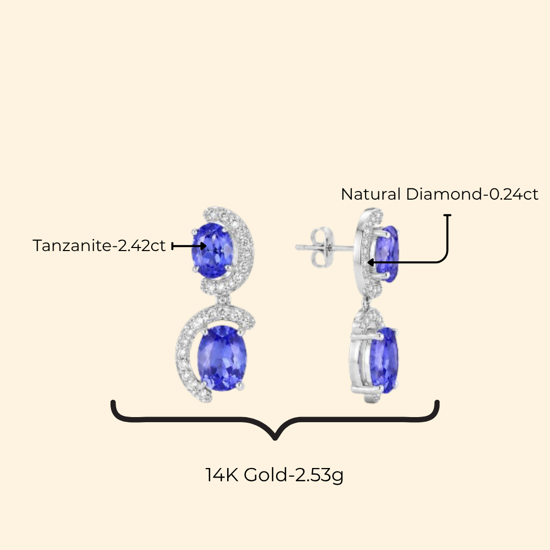 Tanzanite & Diamond Swirl Drop Earrings