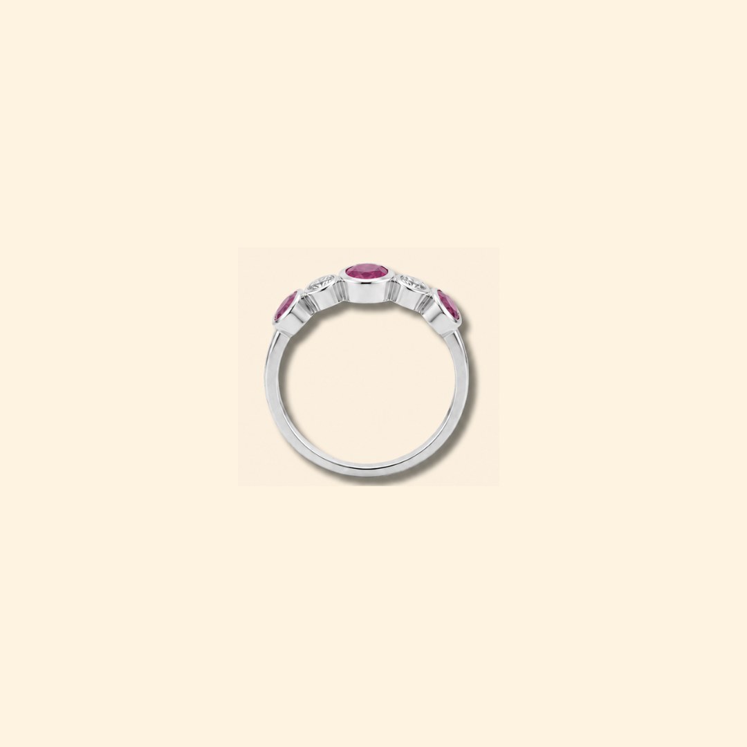 Ruby & Diamond Stone Bezel Ring