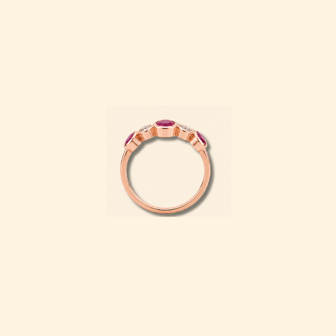 Ruby & Diamond Stone Bezel Ring