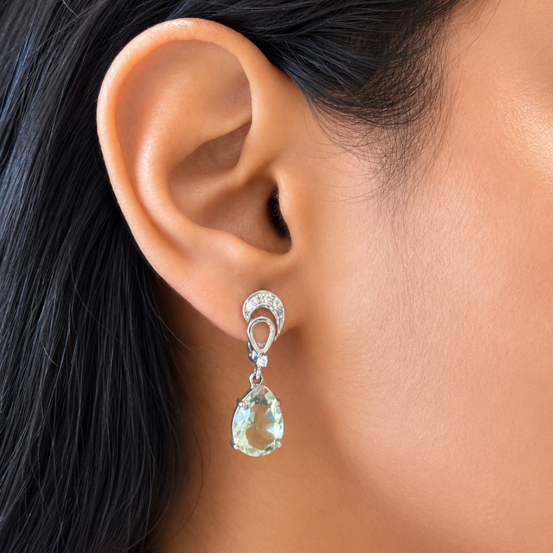 Green Amethyst Pear Earrings
