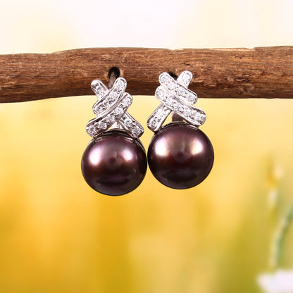 Criss Cross Pearl Earrings