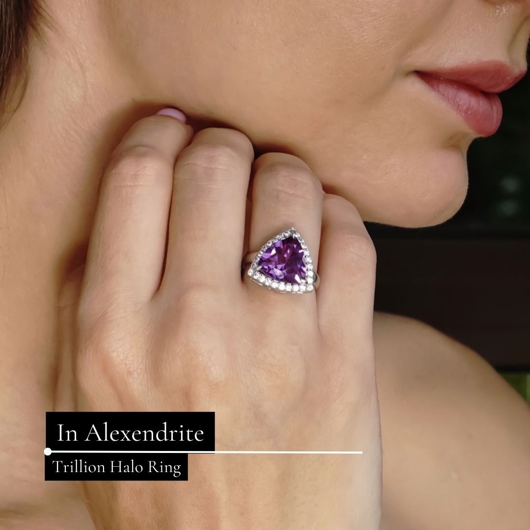 Trillion Halo Alexendrite Ring