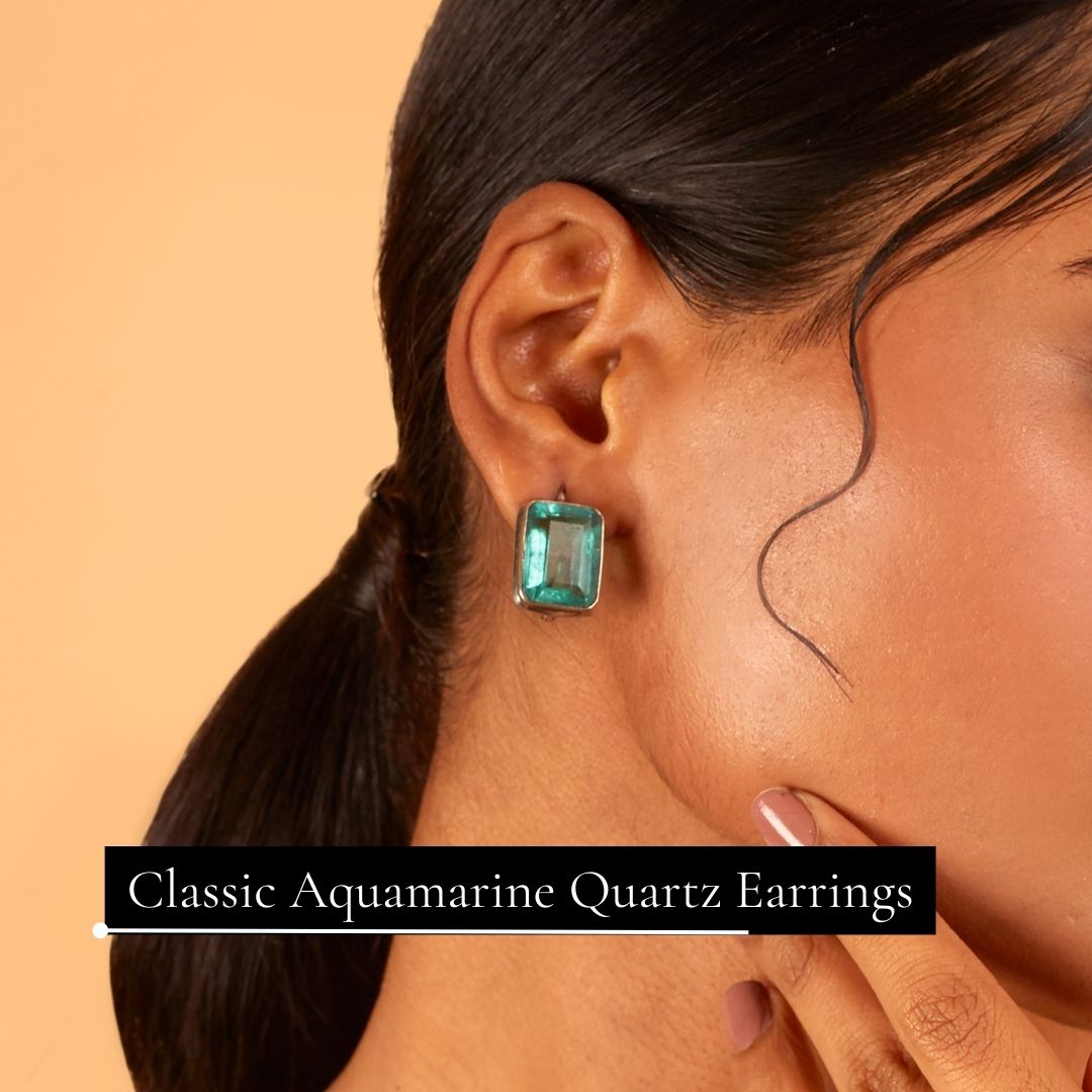 Aqua Quartz Ring and Earring Set