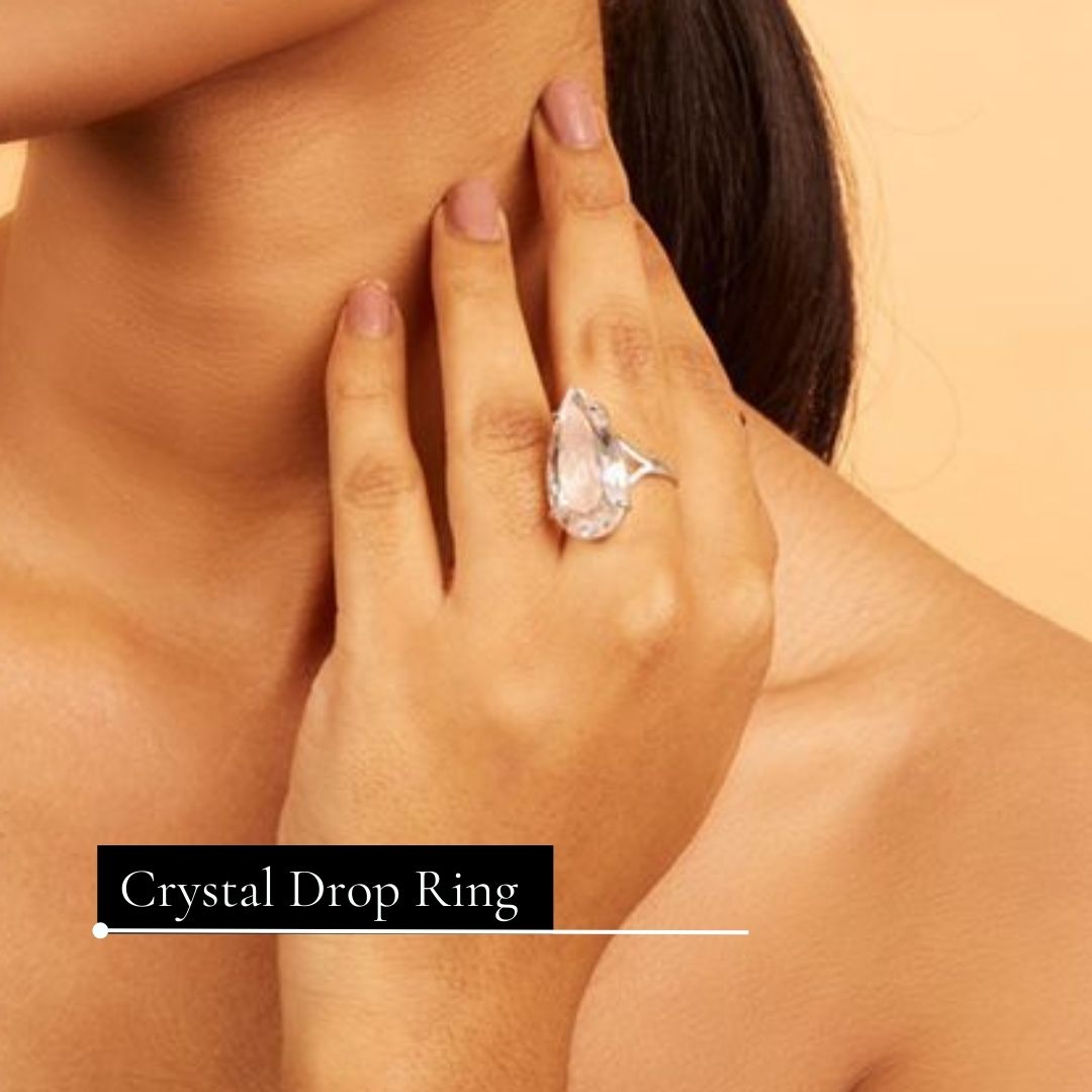 Pear Shaped Crystal Ring & Earring Set