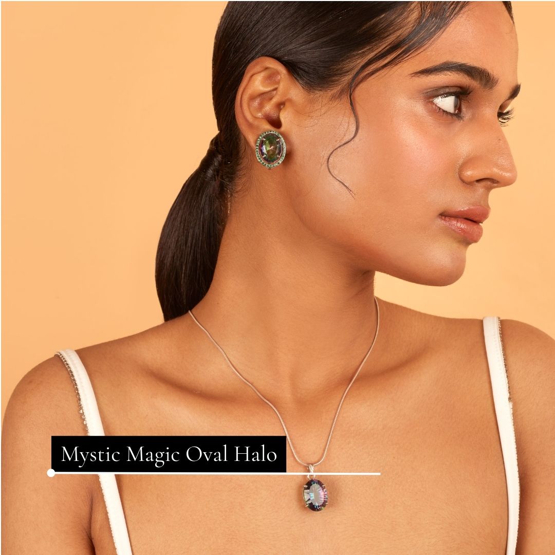 Mystic Magic Oval Halo Studs