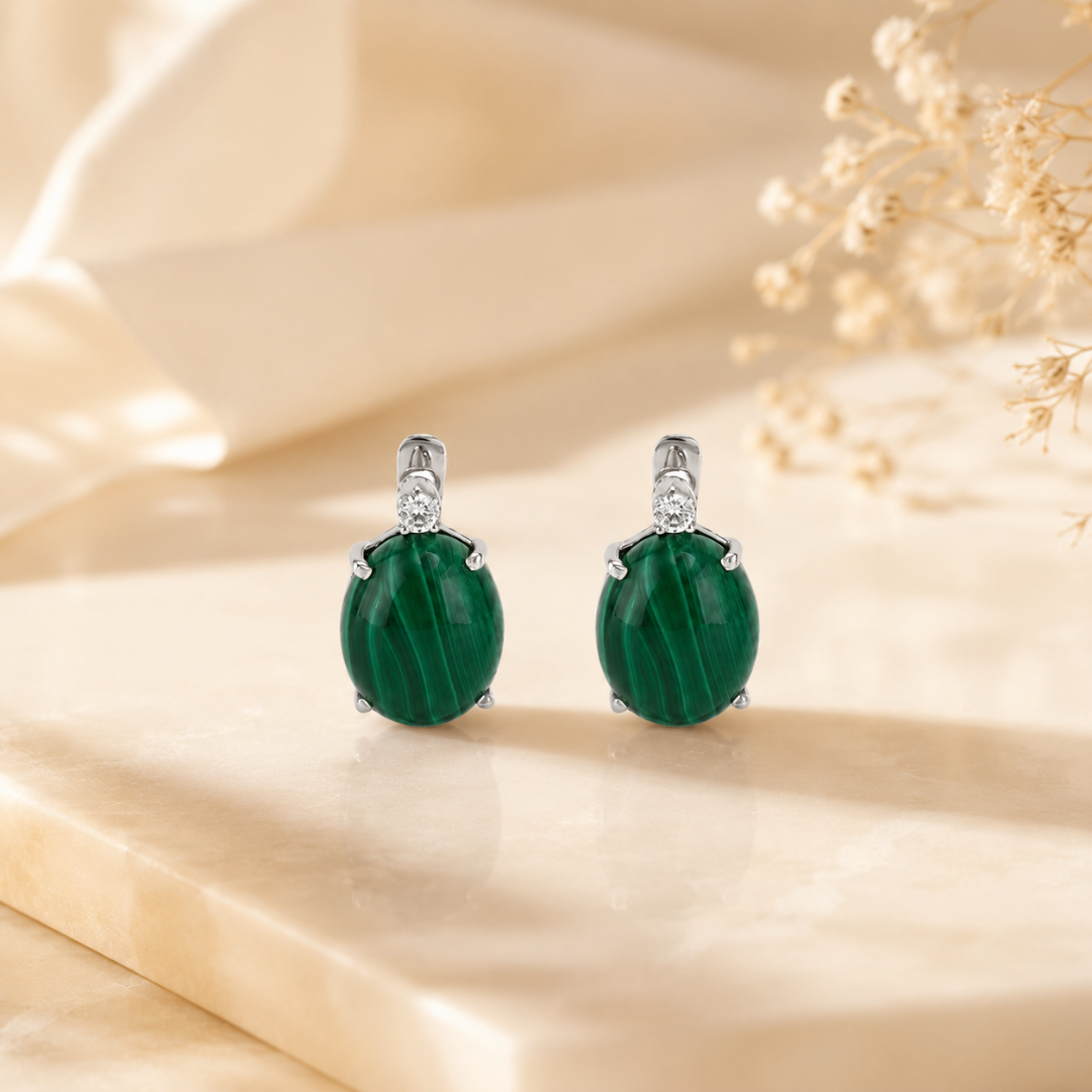Shooting Star Oval Earrings in Malacite