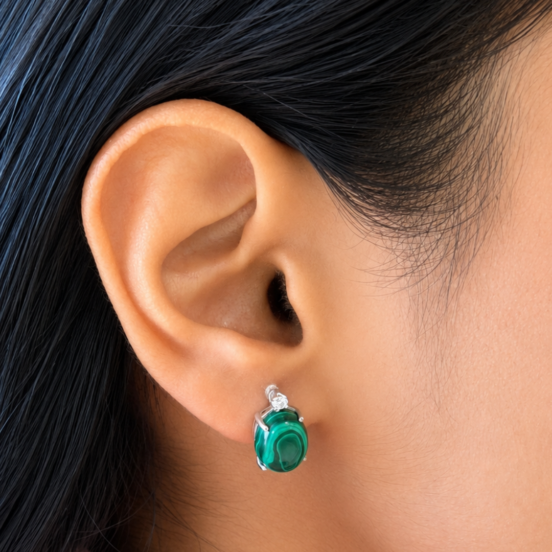 Shooting Star Oval Earrings in Malacite