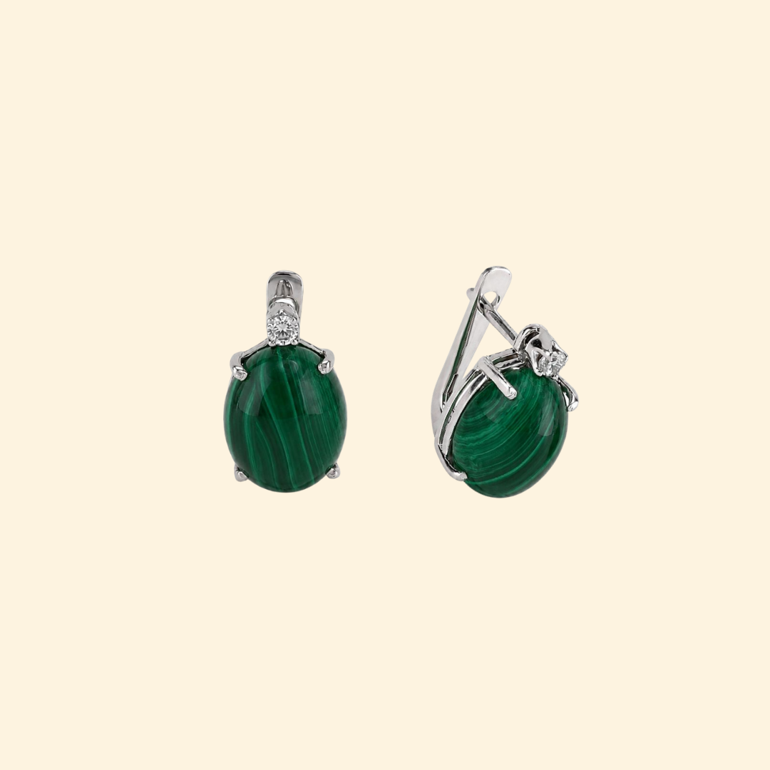 Shooting Star Oval Earrings in Malacite