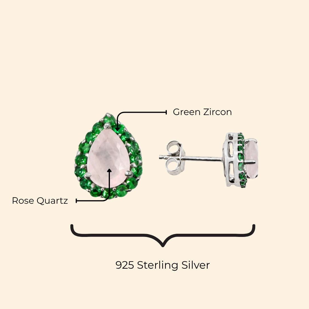 Corallina Pear Earrings in Rose Quartz