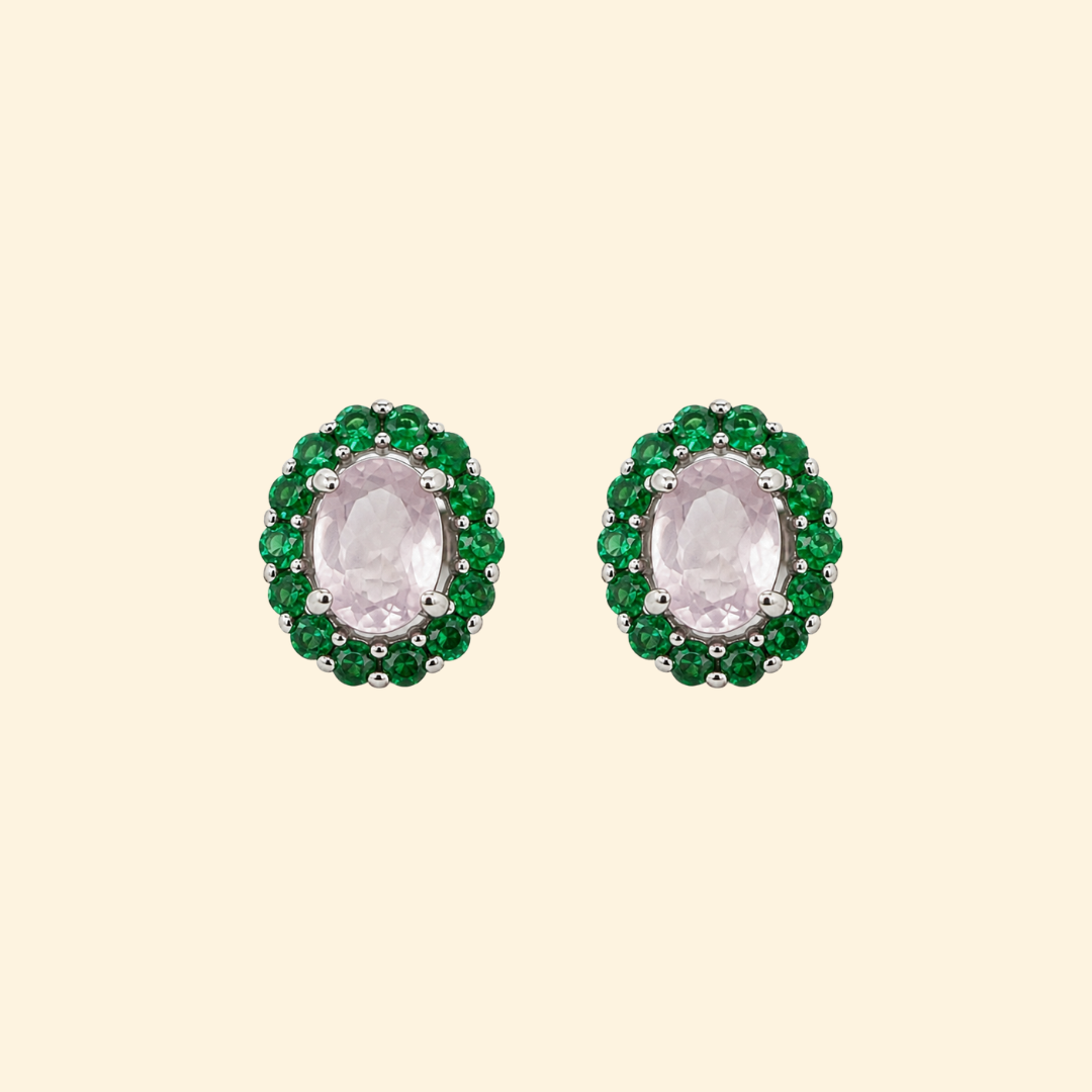 Corallina Oval Earrings in Rose Quartz